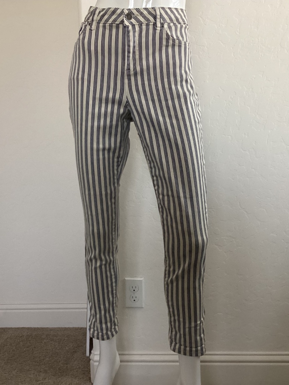 Needle & Coth, NEW WITHOUT TAGS, cream with navy and black stripes, sz 12 jeans